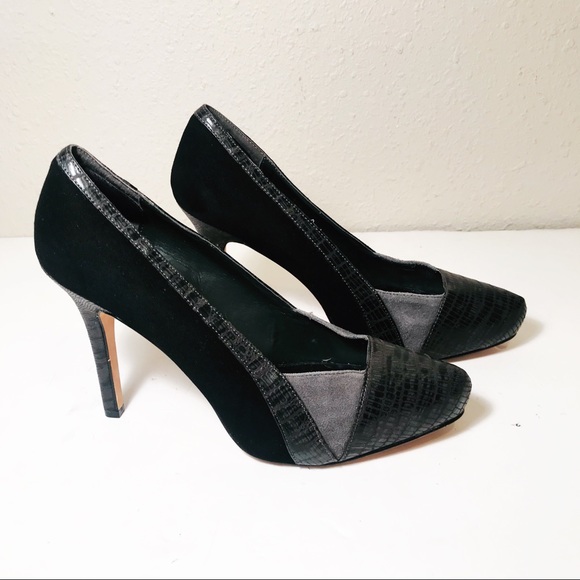 black snakeskin heels